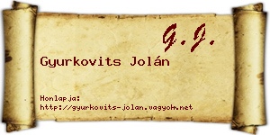 Gyurkovits Jolán névjegykártya
